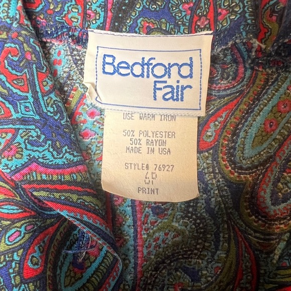 Vintage Bedford Fair Paisley Midi Dress Women's 6p Made in USA Cottagecore Retro - Picture 6 of 7